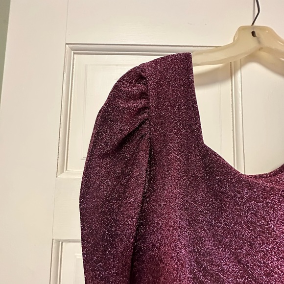 ELOQUII Square Neck Puff Sleeve Top Sz 14/16 NWOT! Pink Sparkle Date Night. - Picture 8 of 8